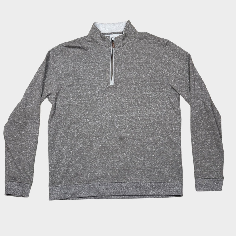 Johnnie-O Mens Large Brown Heathered Quarter Zip Pullover Sully Bison Sweater - Picture 3 of 10